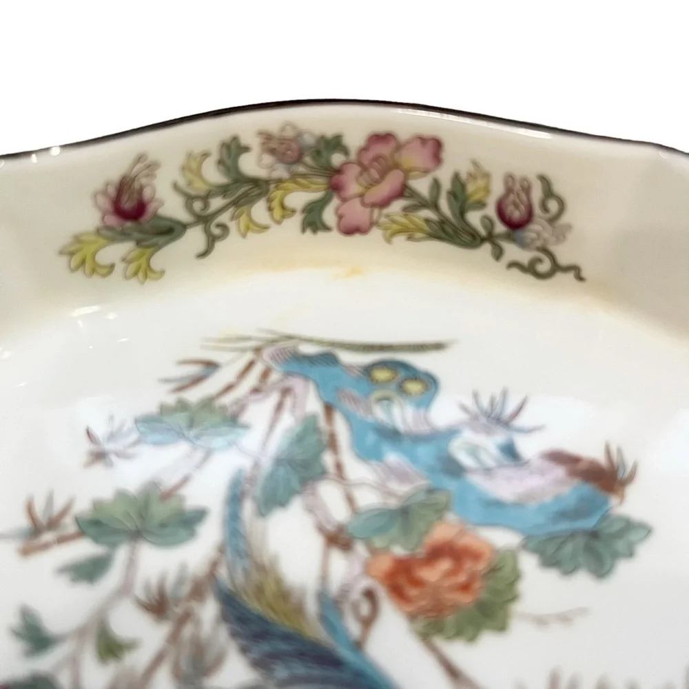 Vintage Wedgwood Kutani Crane Bone China Small Jewelry Trinket Dish White 5”x4”